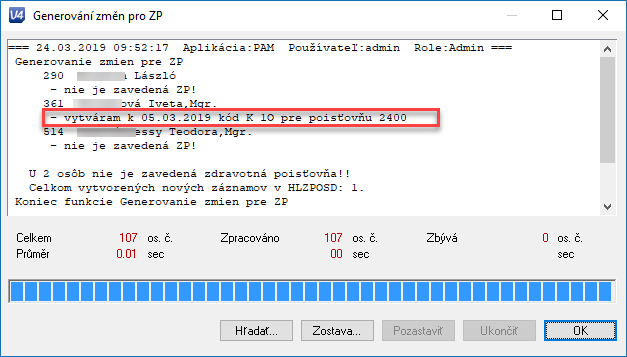 Protokol funkcie Zmeny pre ZP